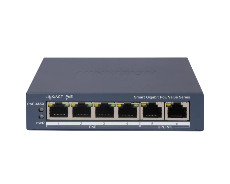 Hikvision DS-3E1506P-EI/MPoE Комутатор 6 портів керований