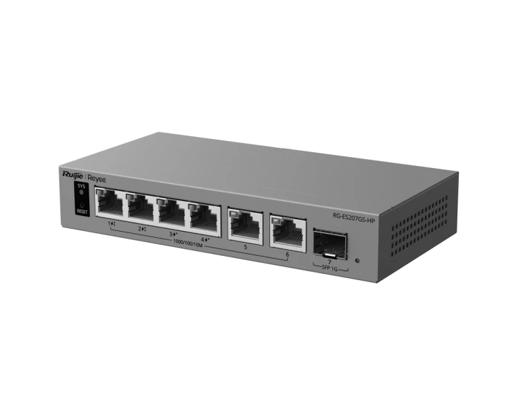 Ruijie RG-ES207GS-HP PoE Комутатор 6 портів керований хмарно