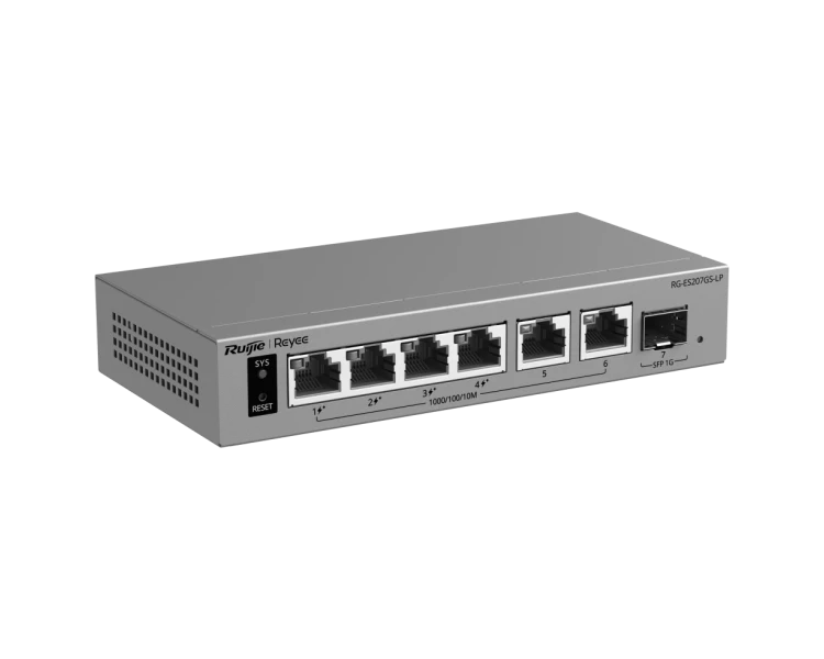 Ruijie RG-ES207GS-LP PoE Комутатор 6 портів керований хмарно