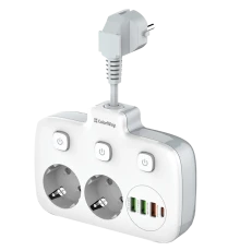 СolorWay CW-CHE24PDW 2x220V/3xUSB-A/1xUSB-C Мережевий фільтр