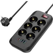 СolorWay CW-CHE64PDB 6 розеток/4USB Мережевий фільтр