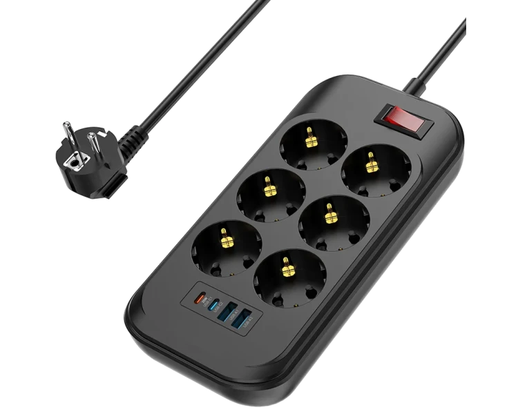 СolorWay CW-CHE64PDB 6 розеток/4USB Мережевий фільтр