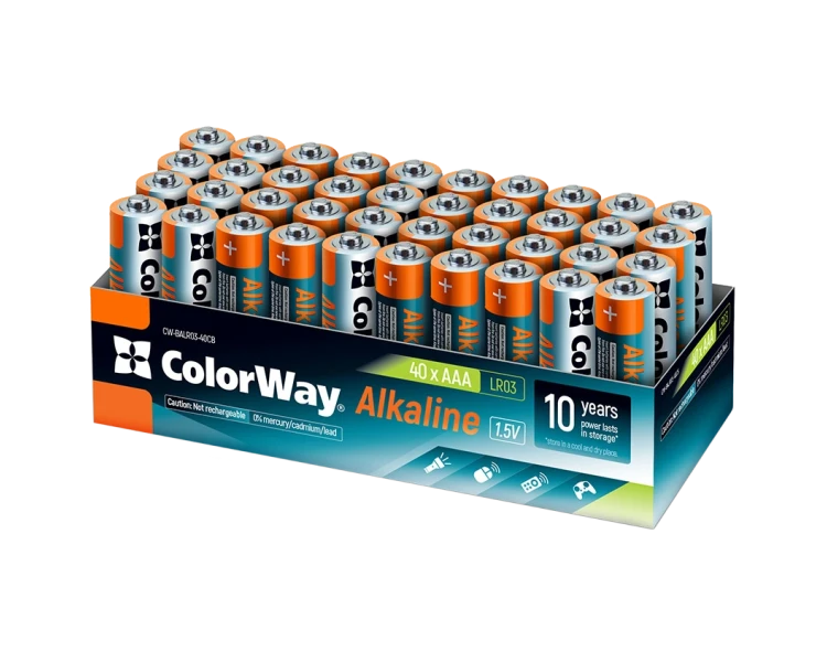 СolorWay Alkaline Power лужні AAA (40шт) colour box Батарейки