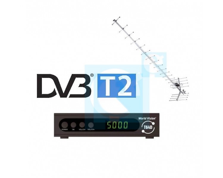 Цифровой DVB-T2 тюнер World Vision T64D  + T2 антенна