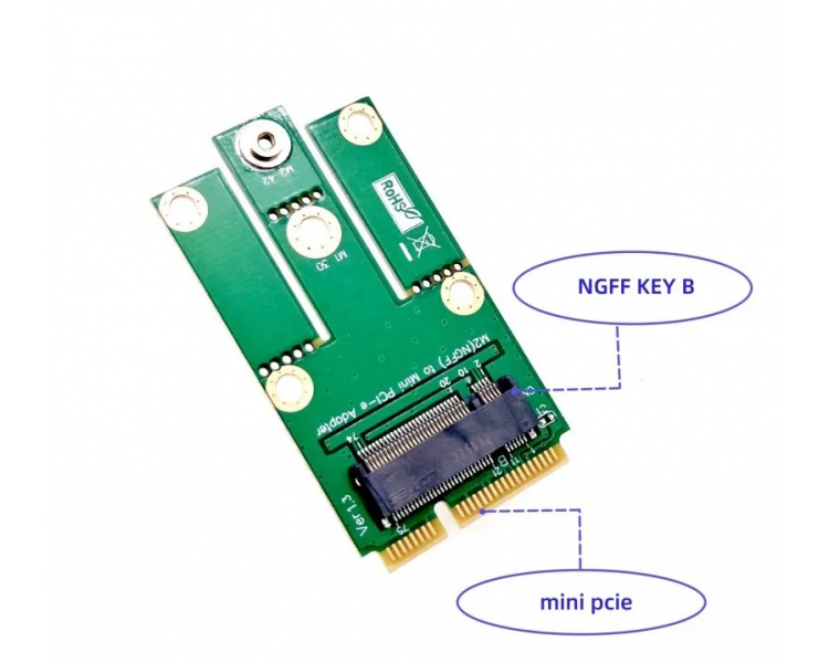 Адаптер M.2 на Mini PCIE со слотом для SIM-карт 3G/4G