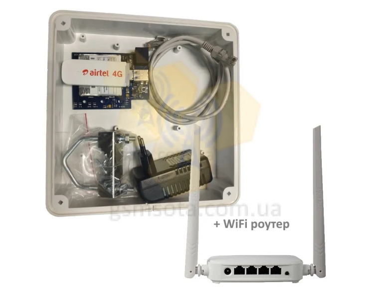 Антенна-бокс OB-M2х15 с 3G-4G PoE роутером и USB модемом + WiFi