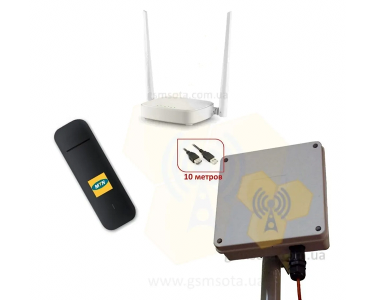 Антенный бокс 3G-4G OB-M2х15 USB 10 метров + USB Huawei E3372h-153