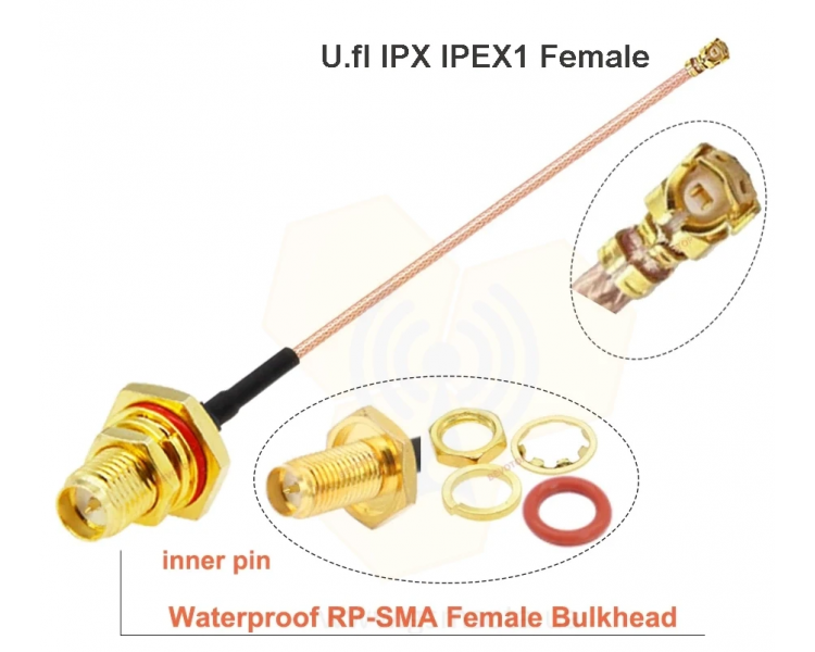 Пігтейл завдовжки 10 см RG178 RP-SMA female/IPX U.fl