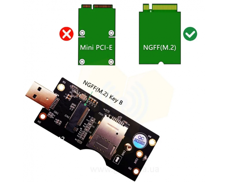 Адаптер NGFF M.2 до USB 3.0 із слотом для SIM-карт